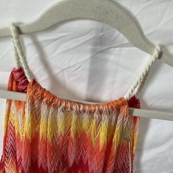 C & C California: Sheer red/orange/yellow beach coverup with pockets- M - Picture 5 of 16